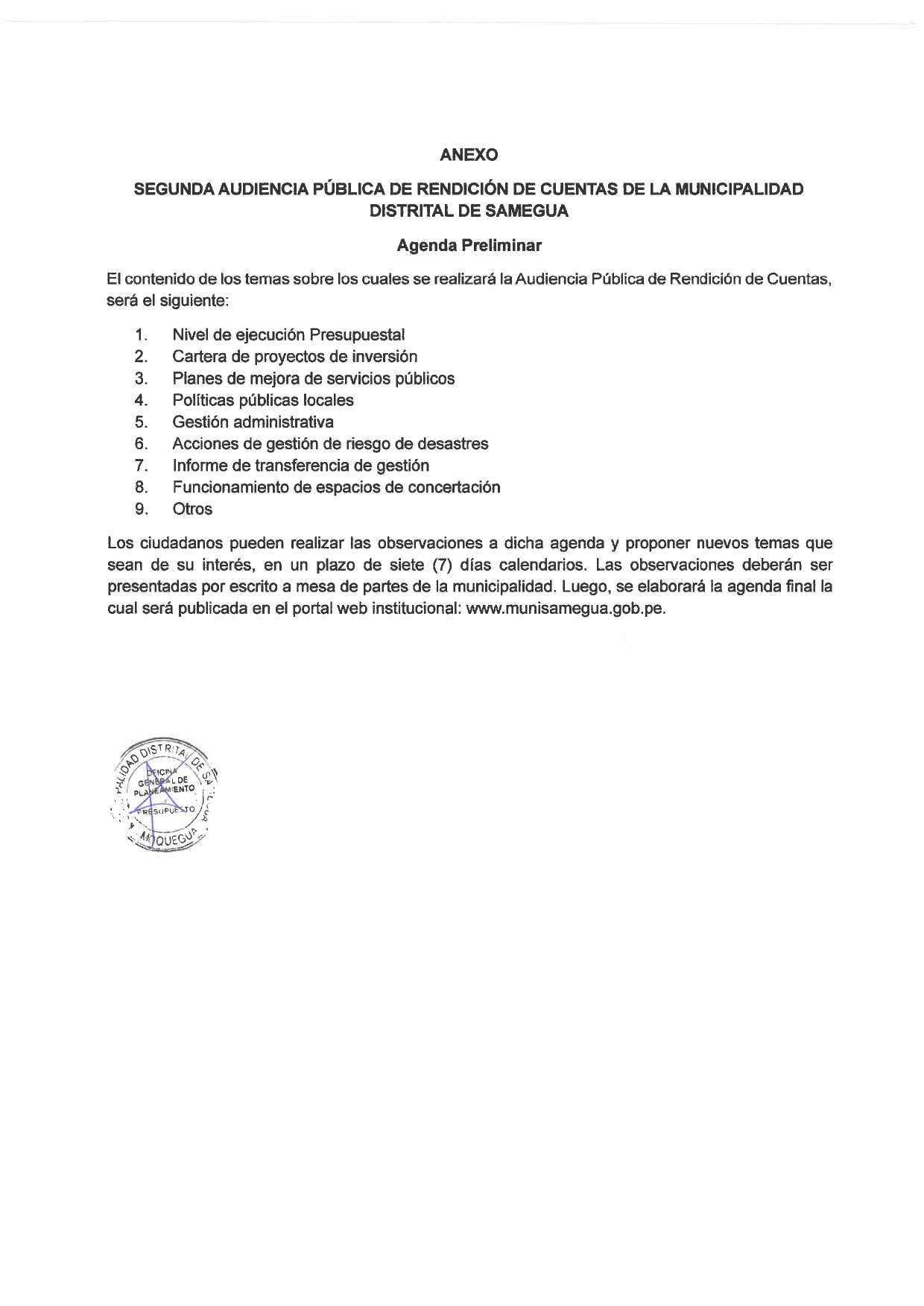 Segunda Audiencia Pública de Rendición de Cuentas